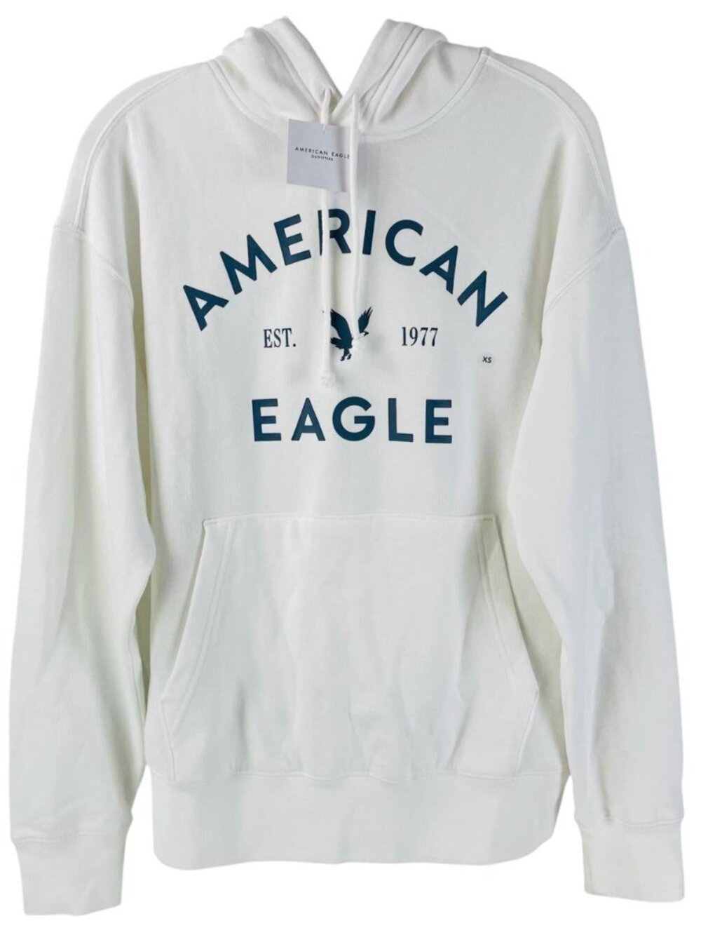 American Eagle Graphic Hoodie Mens Size XS White NWT